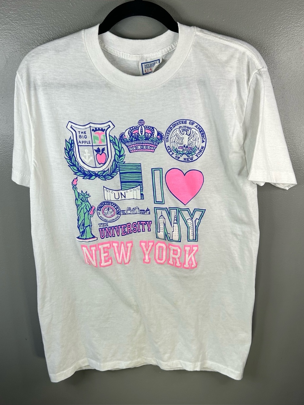 Vintage New York City University Statue of Liberty White Shirt Size Large